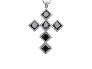 Cross made of Black and white diamonds by Rareté Studios