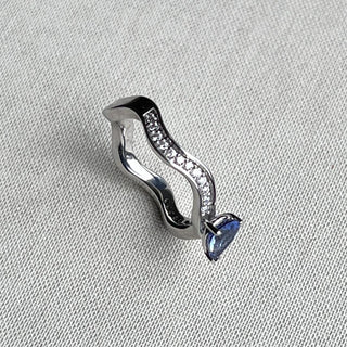 Rareté Studios, Fine Jewelry, Euphoria Ring, Fancy Model, Blue Sapphire and Diamond, 18k white gold